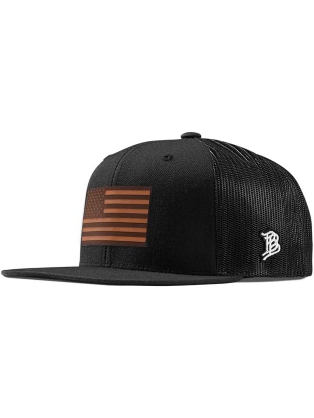 Stylish Leather Flat Trucker Hat for Men | Vintage Old Glory Design, Adjustable